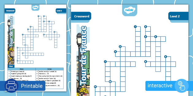 Tour de France Crossword Level 2 Twinkl Kids Puzzles