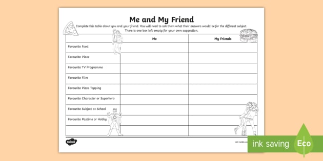 Y4 Me And My Friend Worksheet Worksheet