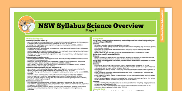 Free Nsw Stage 2 Science Syllabus Overview Teacher Made