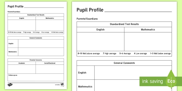 limited sheet blanks n private teacher Sheet profile, Pupil Blank pupil  parent  Knowledge