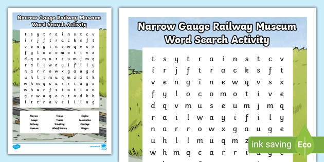 Narrow Gauge Railway Museum Word Search Activity | Twinkl