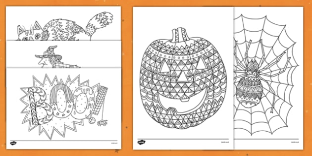 Adult Halloween Themed Colouring Pages (creat de profesori)