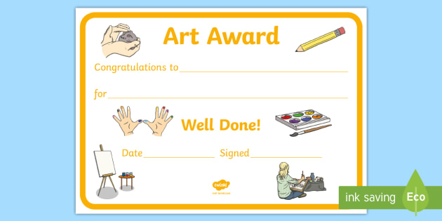 Art Award Certificate Template Primary Classes