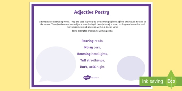 Adjective Poetry A4 Display Poster