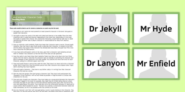 Jekyll and Hyde Character Cards Pack (teacher made)