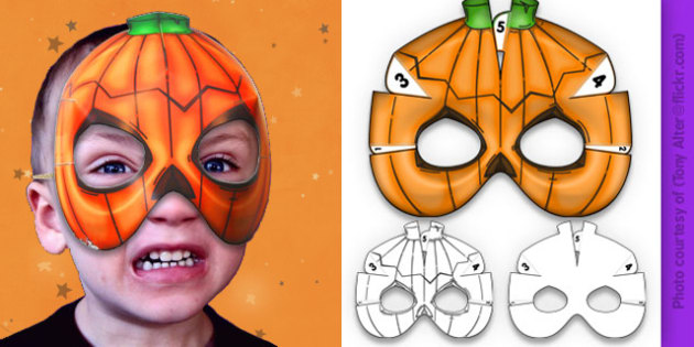 3D Halloween Pumpkin Mask (teacher made) - Twinkl