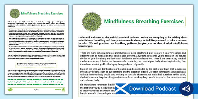 Mindfulness Breathing Exercises for Learners - Podcast and Script