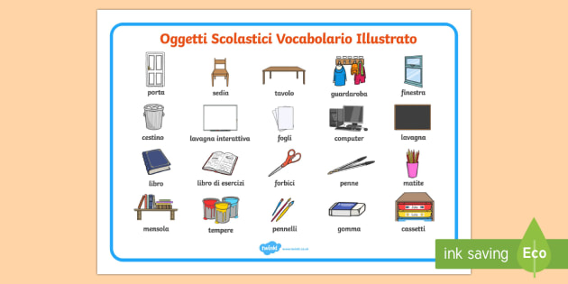 Oggetti Scolastici Vocabolario Illustrato (Teacher-Made)