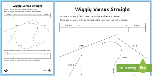 Wiggly Versus Straight Worksheet (teacher made)