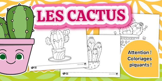 Feuilles de coloriage : Cactus mignons - Twinkl