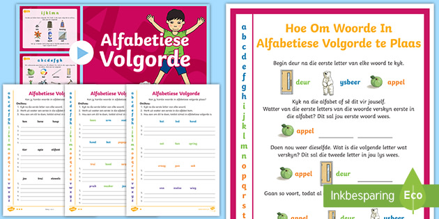 Alfabetiese Volgorde Pak