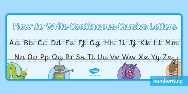 Twinkl Handwriting Continuous Cursive Alphabet A4 Display Banner