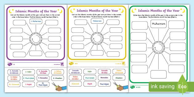 free ks1 islamic months of the year circle differentiated activity