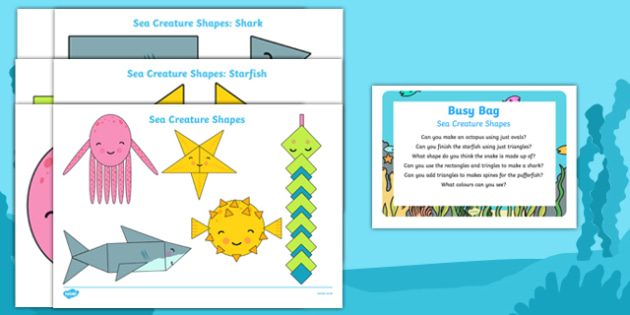 Sea Animals Shapes Busy Bag Prompt Card and Resource Pack Sea Animals Shapes Busy Bag Prompt Card and Resource Pack