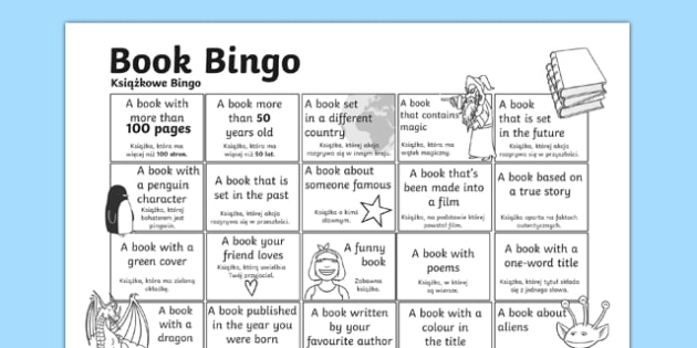 Book Bingo Worksheet Worksheet Polish Translation