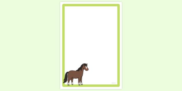 FREE! - Simple Blank Horse Page Border To Print | Page Borders