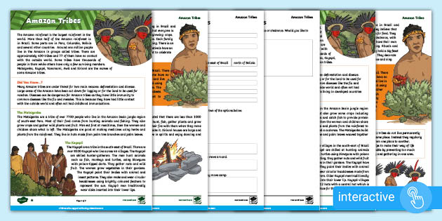 Amazon Tribes Reading Comprehension | CfE Second Level