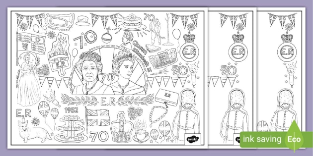 Jubilee Colouring - Printable Doodle Pages - Queen Elizabeth