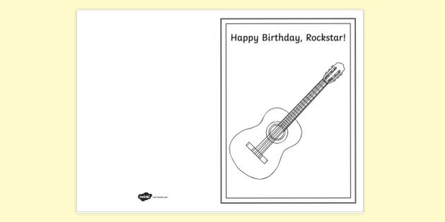 Happy Birthday Guitar Card Colouring | Primary Resources