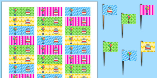 5th Birthday Party Toothpick Flags (teacher made)