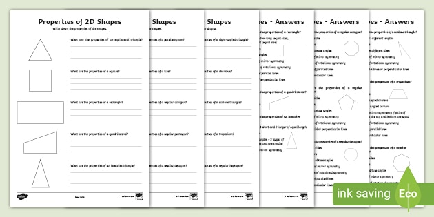 year 5 properties of 2d shapes worksheet worksheet pack