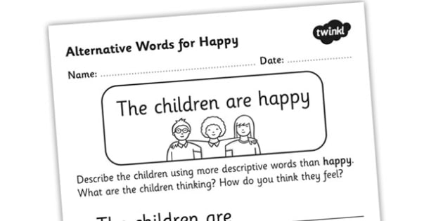 alternative-words-for-happy-worksheet-teacher-made