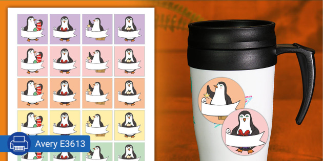 Pastel Cute Christmas Penguin Blank Name Label Stickers Customise Gift