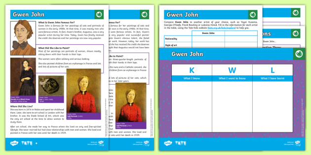 KS2 Gwen John Artist Research Activity Pack (teacher made)