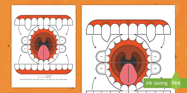 3D Halloween Vampire Fangs Paper Craft Resources Spooky