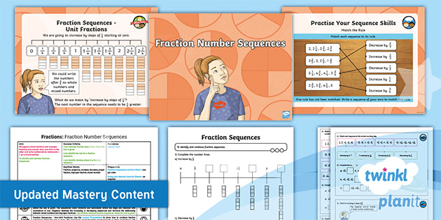 👉 Y5 Fraction Number Sequences Planit Maths Lesson