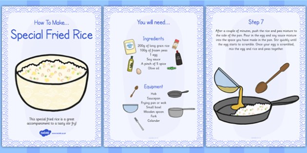 Special Egg Fried Rice Recipe Cards (teacher made)