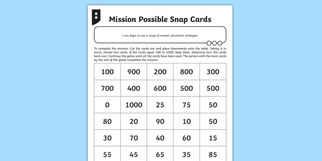 Mental Calculation Game - Number (teacher Made)