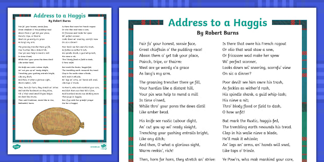Wee Blue Coo Gedichtkarte Von Robert Burns – Haggis Geburtstagskarte, 17,5 X 12,5 Cm, Auf 280 G/m² Karton