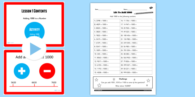 Add Or Subtract 1000 Lessons 1 And 2 Teaching Pack