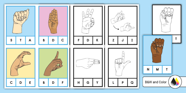 ASL♡M ASL Letters A-M Matching Clip Cards