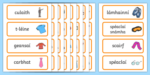 Clothes Shop Word Cards Gaeilge Teacher Made