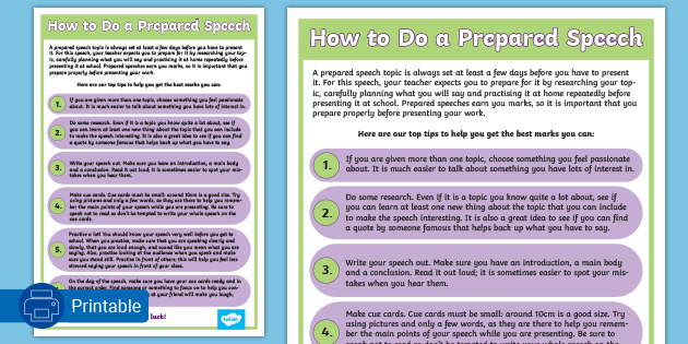 how to write prepared speech
