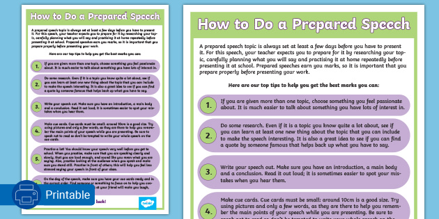 write a prepared speech