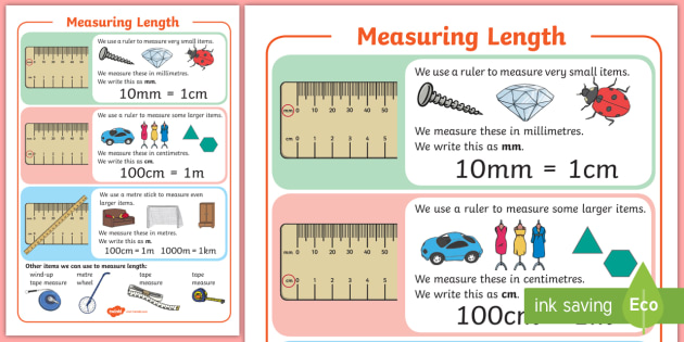 KS1 Maths Measuring Length A4 Display Poster (teacher made)