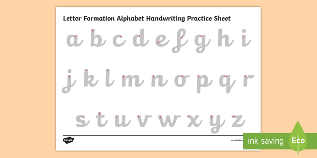 6 year handwriting worksheet Practice Letter Handwriting Formation Alphabet Sheet