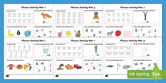 Eyfs Phase 3 J V W X Y Z Phonics Activity Mats