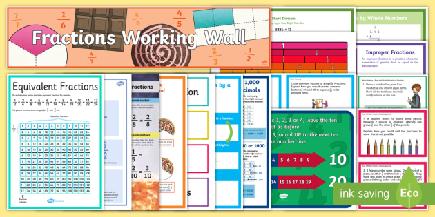 UKS2 Fractions Maths Working Wall Display Pack