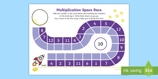 FREE! - Multiply by 10 Space Race Worksheet / Worksheet