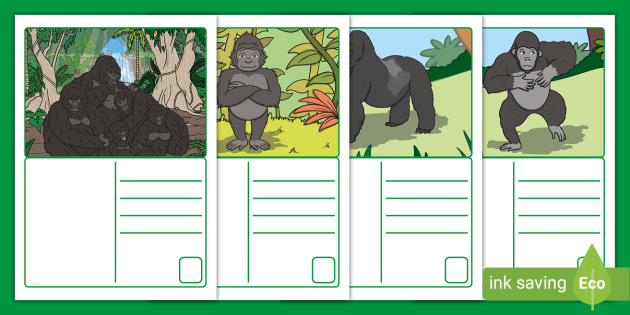 FREE! - Gorilla Themed Postcards (teacher made)