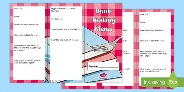 Book Tasting Menu teacher Made 