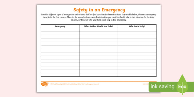 KS2 Safety in an Emergency Activity Sheet (Teacher-Made)