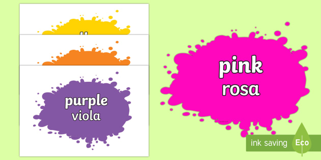 Colour Names On Splats English Italian Colour Names On Splats