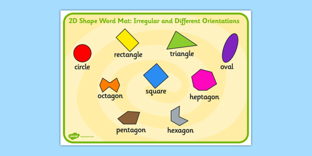 2D Shape Word Mat Irregular and Different Orientations - shapes