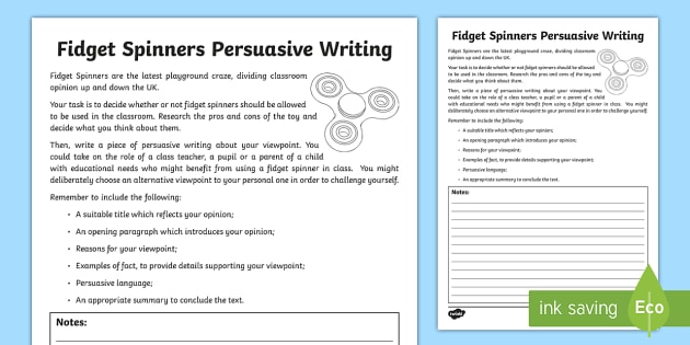 sheet persuasive speech planning Persuasive Writing Worksheet / Fidget Worksheet Spinners