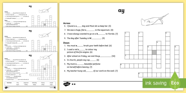 Ay Digraph Differentiated Crossword Teacher Made